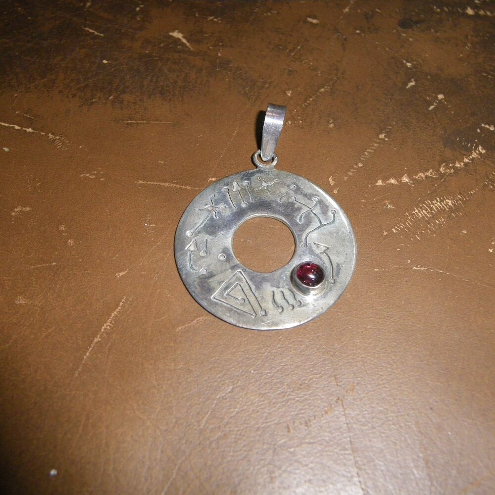 Sterling Silver Statement Pendant W/ Amethyst Gem… - image 1